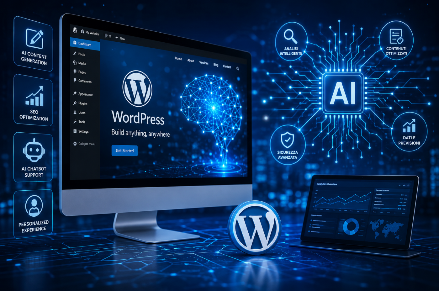 Cms wordpress integrato con AI: perché è importante per aziende, professionisti e attività locali